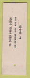 Matchbook Cover - F Lee Eavns for Alderman Election SAMPLE