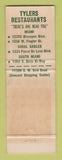 Matchbook Cover - Tyler's Restaurants Miami Coral Gables FL