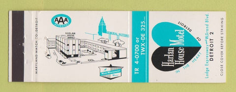 Matchbook Cover - Harlan House Motel Detroit MI