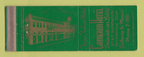 Matchbook Cover - Cameron Hotel Brownsville TX WEAR