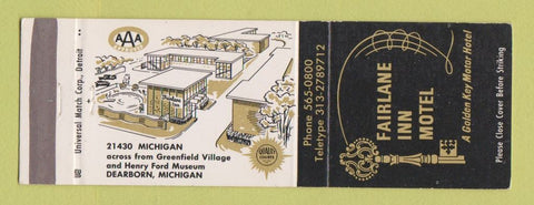 Matchbook Cover - Fairlane Inn Motel Dearborn MI