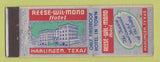 Matchbook Cover - Reese Wil Mono Hotel Harlingen TX