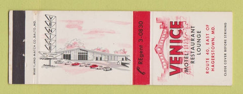 Matchbook Cover - Venice Motel Restaurant Hagerstown MD
