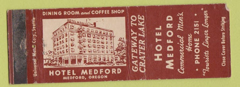 Matchbook Cover - Hotel Medford OR WEAR