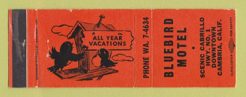 Matchbook Cover - Bluebird Motel Cambria CA