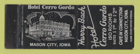 Matchbook Cover - Hotel Cerro Gordo Mason City IA