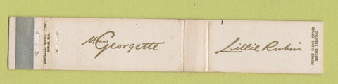 Matchbook Cover - Miss Georgette Lillie Rubin Clothes WEAR 10 Strike