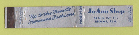 Matchbook Cover - Jo Ann Shop Women's Clothes Miami FL 10 Strike