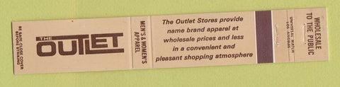 Matchbook Cover - The Outlet Clothes Commerce Glendale Anaheim CA 10 Strike