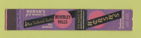 Matchbook Cover - Hersh's Women's Clothes Beverly Hills CA 10 Strike