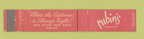 Matchbook Cover - Rubin's Chicago IL Women's Clothes 10 Strike