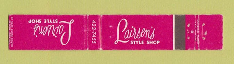 Matchbook Cover - Larsen's Style Shop Harlingen TX Clothes WEAR 10 Strike