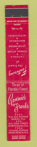 Matchbook Cover - Ronnie's Frocks Clothes Miami FL 10 Strike
