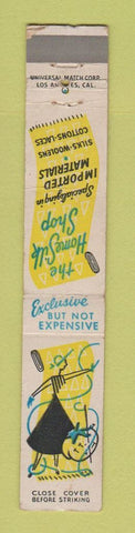 Matchbook Cover - Home Silk Shop Material Cotton Los Angeles CA 10 Strike