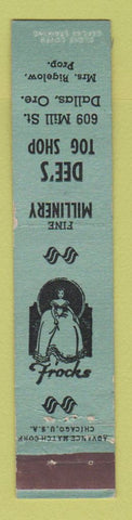Matchbook Cover - Dee's Tog Shop Women's Clothes Dallas OR 12 Strike