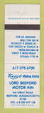Matchbook Cover - Terry's Daka Inns Lord Bedford Motor Inn Bedford MA