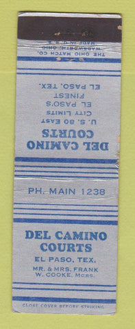 Matchbook Cover - Del Camino Courts El Paso TX
