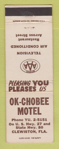 Matchbook Cover - Ok Chobee Motel Clewiston FL