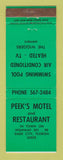 Matchbook Cover - Peek's Motel Restaurant Dade City FL
