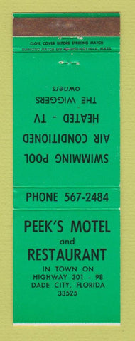 Matchbook Cover - Peek's Motel Restaurant Dade City FL
