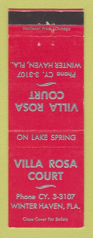 Matchbook Cover - Villa Rosa Court Winter Haven FL