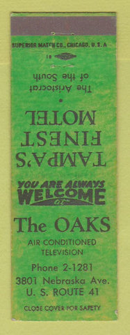 Matchbook Cover - The Oaks Motel Tampa FL GREEN