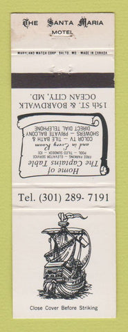 Matchbook Cover - Santa Maria Motel Ocean City MD WEAR