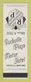 Matchbook Cover - Rockville Plaza Motor Hotel Rockville MD