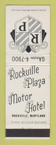 Matchbook Cover - Rockville Plaza Motor Hotel Rockville MD
