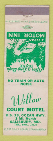 Matchbook Cover - Willow Court Motel Salisbury MD