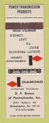 Matchbook Cover - Diamond Power Transmission DP Brown Philadelphia PA