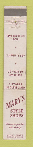 Matchbook Cover - Mary's Style Shop Clothes Cleveland OH WEAR 10 Strike