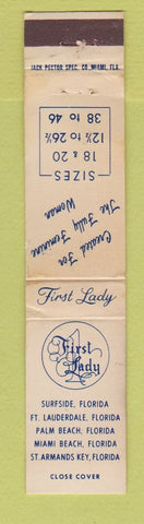 Matchbook Cover - First Lady Women's Clothes Miami Beach FL WEAR 12 Strike