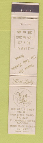 Matchbook Cover - First Lady Women's Clothes Miami Beach FL 12 Strike