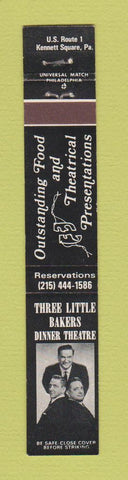 Matchbook Cover - Three Little Bakers Dinner Theatre Kennett Square PA 10 Strike
