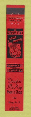 Matchbook Cover - Douglas McKay Men's Clothes Hamilton ON 10 Strike