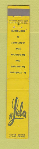 Matchbook Cover - H Liebes Clothes San Mateo CA WEAR 10 Strike