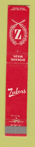 Matchbook Cover - Zukors Spokane WA Women's Clothes 10 Strike