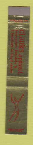 Matchbook Cover - Clark's Apparel Clothes Beaverton OR 10 Strike