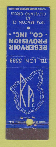 Matchbook Cover - Reservoir Provision grocery Brighton? MA? Midget