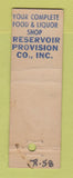 Matchbook Cover - Reservoir Provision grocery Brighton? MA? Midget