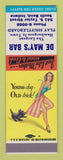 Matchbook Cover - De May's Bar South Bend IN Shuffleboard pinup SAMPLE