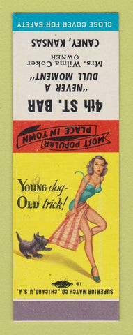 Matchbook Cover - 4th St Bar Caney KS Wilma Coker pinup SAMPLE