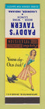 Matchbook Cover - Paddy's Tavern Ligonier IN pinup SAMPLE