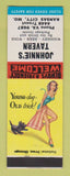 Matchbook Cover - Johnnie's Tavern Kansas City MO pinup SAMPLE