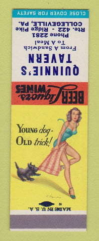 Matchbook Cover - Quinnie's Tavern Collegeville PA pinup SAMPLE