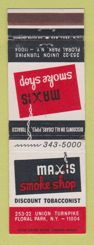 Matchbook Cover - Maxis Smoke Shop Floral Park NY
