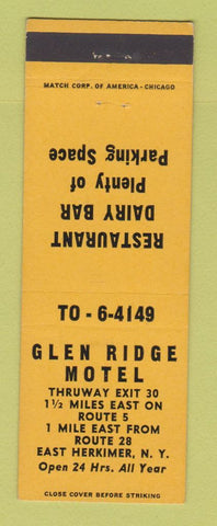 Matchbook Cover - Glen Ridge Motel East Herkimer NY