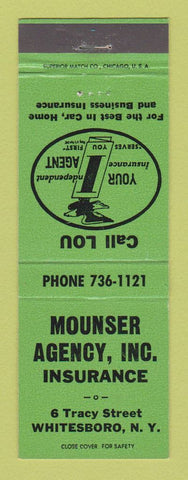 Matchbook Cover - Mounser Insurance Agency Whitesboro NY