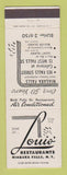 Matchbook Cover - Louis' Restuarants Niagara Falls NY